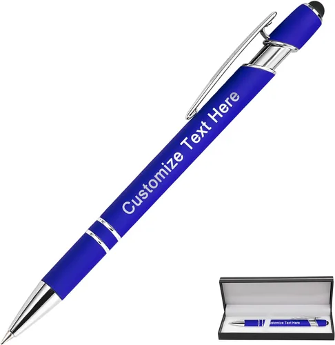 Vista 17 de Bolígrafos personalizados a granel con punta de lápiz capacitivo, 12 bolígrafos personalizados con logotipo de mensaje con nombre, bolígrafos