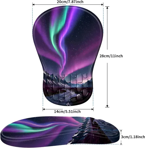 Vista 6 de YIWEI Alfombrilla de mouse ergonómica con soporte para muñeca, alfombrilla de mouse de espuma viscoelástica de gel para teclado de computadora
