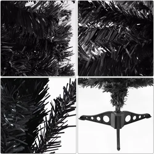 Vista 6 de Árbol de Navidad con soporte de plástico, 3 pies, PVC (negro)