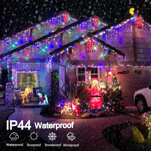 Vista 2 de Luces de Navidad de Carámbanos para Exteriores, 33 pies 400 Luces LED de Carámbanos para Exteriores, Luces Centelleantes Enchufables para Interiores