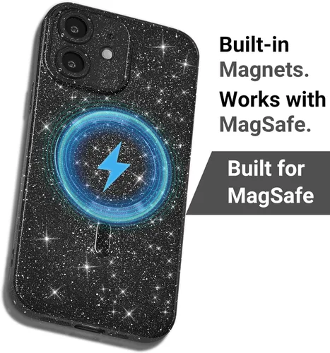 Vista 3 de LoeoeL Funda para iPhone 12 con Purpurina Compatible con Magsafe, Femenina Linda Brillante Magnética Mag Safe Bonita Funda para Teléfono