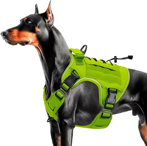 Vista 26 de Arnés táctico para perros grandes, chaleco reflectante ajustable sin tirones con sistema Molle, control de grado militar K9 para entrenamiento