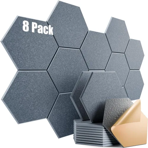 Vista 105 de Paquete de 12 paneles acústicos autoadhesivos de 12 x 10 x 0.4 pulgadas, paneles de espuma a prueba de sonido con alta densidad, elegante diseño