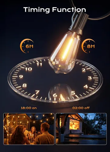 Vista 4 de Minetom Outdoor String Lights with Remote 37FT, ST38 Patio Lights