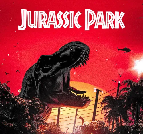 Vista 2 de Jurassic Park - Póster reimpresión #4 – Arte de pared retro de los 90 de ciencia ficción de dinosaurios, película clásica para decoración del hogar