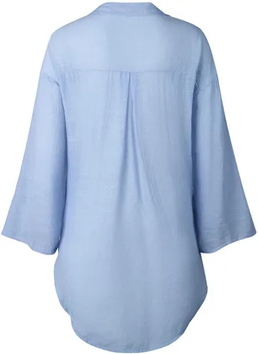 Vista 34 de Camisas de manga larga con botones para mujer, asimétricas, casuales, con cordones, túnica de gran