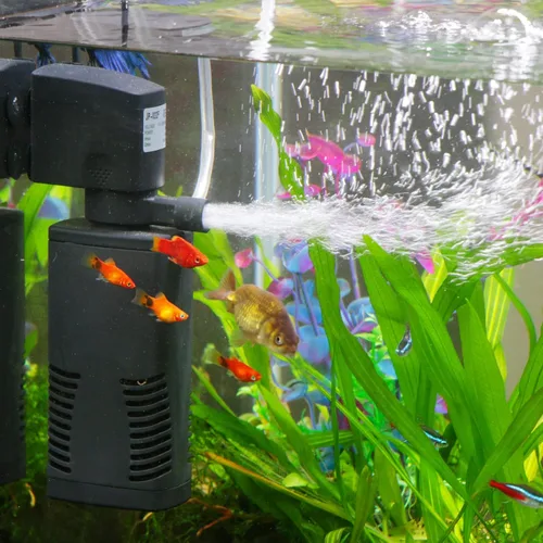 Vista 2 de TARARIUM Filtro de Tanque de Peces para Tanque de 15-40 Galones Filtros de Acuario Internos de Cristal Claro Potentes Bomba Sumergible y Sistema
