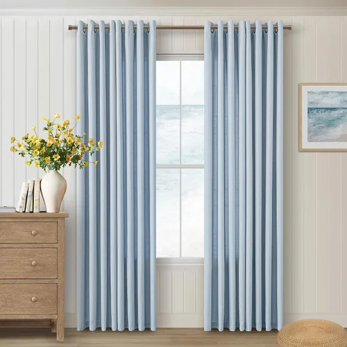 Vista 37 de Cortinas de avena con ojales DUKIYO de 96 pulgadas de largo para sala de estar, comedor, juego de 2 paneles, cortinas de arena y beige