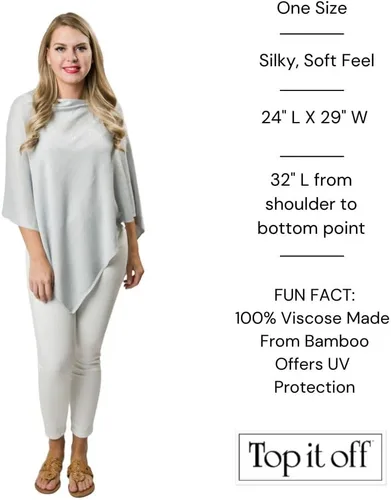 Vista 2 de Top It Off Poncho Elsa - Pieza de capas para mujer, 100% viscosa, hecha de bambú, versátil para todas las estaciones, lavable a máquina