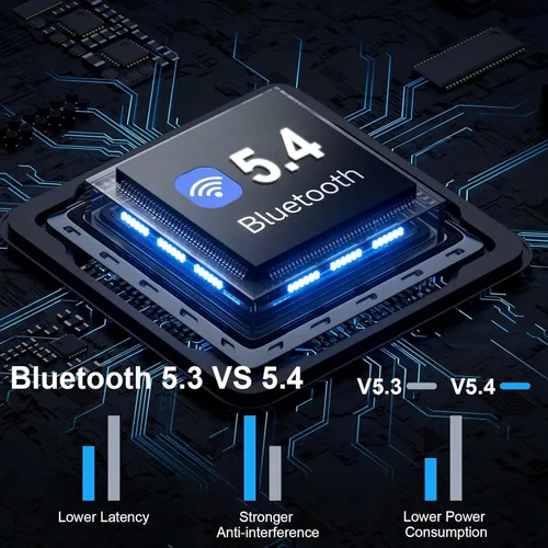 Vista 2 de Auriculares inalámbricos, auriculares Bluetooth 5.4 estéreo de graves profundos, auriculares intrauditivos con 4 micrófonos ENC, pantalla LED de 45