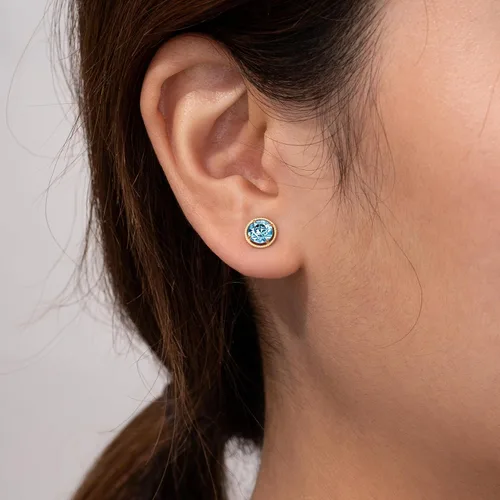 Vista 2 de Tienda Essentials 10k Gold Made with Infinite Elements Imported Crystal Birthstone Stud Earrings (previously Tienda Collection)