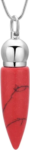 Vista 5 de Oinsi Joyería de cremación cilíndrica para cenizas con piedra turquesa en forma de bala recuerdo conmemorativo urna colgante collar para mujeres
