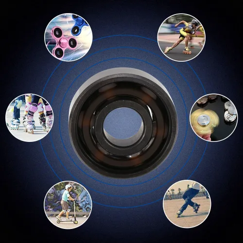 Vista 2 de Rodamientos de patineta, juego de 16 piezas para patines en línea y zapatos de patinaje, rodamientos 608 de alto rendimiento con bolas de cerámica