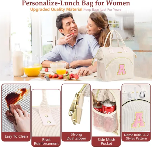 Vista 5 de Lonchera con inicial para mujeres adultas-11