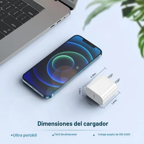 Vista 7 de Cargador para iPhone 17 16 15, enchufe de bloque de carga rápida USB C de 20 W y cable tipo C a C de 6 pies largo para Apple iPhone 17 Pro Max/17