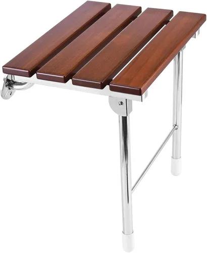 Vista 8 de Asiento de ducha plegable con montaje en pared - Plegable hacia arriba y hacia abajo, banco para personas con discapacidad para personas mayores