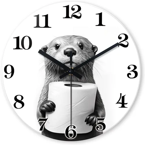 Vista 15 de XNM Reloj de Pared Analógico de Vidrio Operado por Batería 12 Pulgadas Redondo de Cuarzo Reloj de Gato Negro para Cocina Reloj de Pared Silencioso