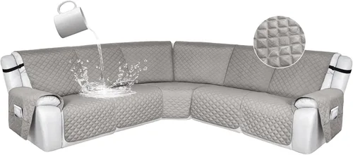 Vista 87 de HDCAXKJ Fundas de sofá seccional reclinable 100% impermeable, forma de L, funda de sofá reclinable lavable acolchada suave para mascotas, perro