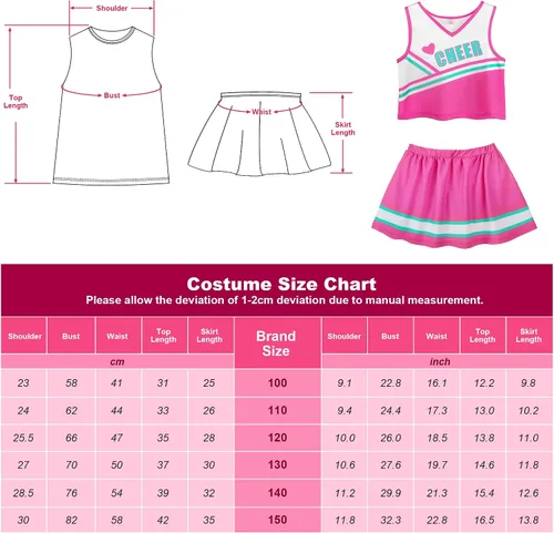 Vista 3 de ReliBeauty Disfraz de animadora para niñas, uniforme de animadora