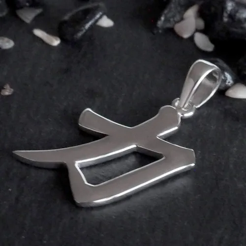 Vista 4 de Colgante de plata de ley STRENGTH STRONG Kanji con carácter chino (sin cadena), Plata esterlina