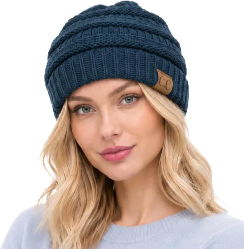 Vista 16 de C.C Exclusives Gorro de Punto de Cable - Gorros Gruesos, Suaves y Cálidos de Punto Grueso Chenille Teniente Mel Gris