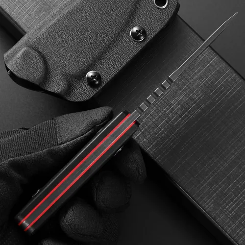 Vista 7 de Cuchillo de hoja fija Eafengrow EF121 D2 con hoja de acero y mango G10 con funda Kydex para actividades al aire libre y camping