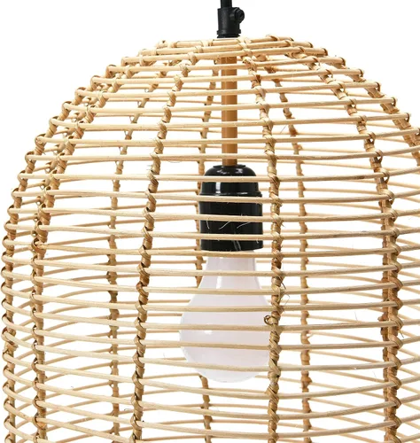 Vista 6 de Creative Co-Op Lámpara de techo moderna de ratán tejida a mano, estilo bohemio, natural