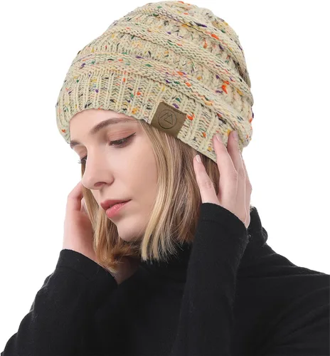 Vista 2 de American Trends Gorros de invierno para mujer, paquete de 4 gorros de punto grueso y holgado