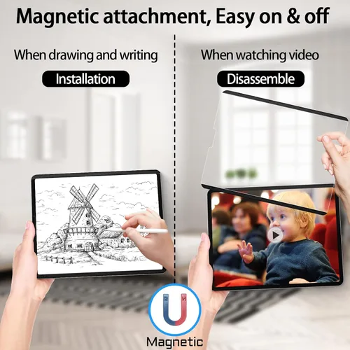 Vista 2 de Magnetic Paper Screen Protector for iPad Mini 6 (2021) 8.3 Inch Washable, Anti-Glare, Anti-Blue-Light, Removable and Reusable, Paper Film for