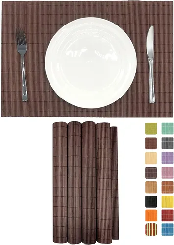 Vista 12 de Juego de 8 manteles individuales de bambú para sushi, estilo japonés, antideslizantes, de bambú, lavables, resistentes al calor, para comedor