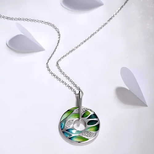 Vista 6 de Santuzza Colgante de plata de ley 925 hecho a mano con patrón de esmalte