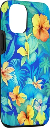 Vista 3 de Funda estética para iPhone 15 con flores de hibisco floral hawaiano tropicales