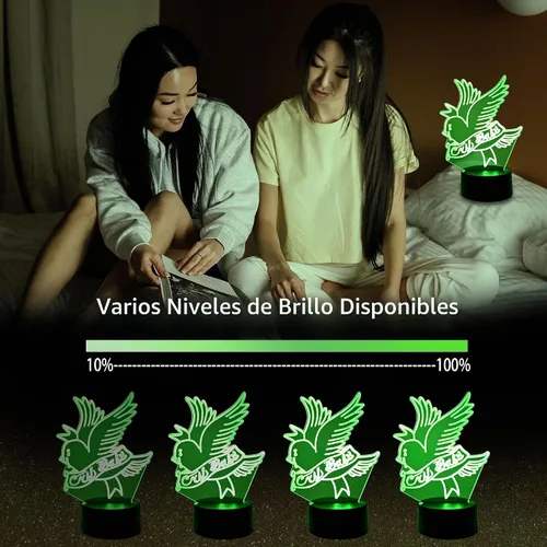 Vista 4 de Luz nocturna 3D Rapero Lil Peep LED para decoración del hogar, regalo para fanáticos, luz de decoración de dormitorio, sensor LED que cambia