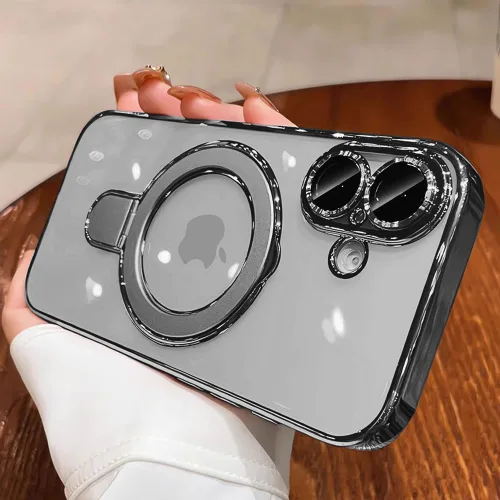 Vista 21 de Funda transparente con soporte magnético invisible para iPhone 14 Pro con protector de lente de cámara incorporado Compatible con MagSafe, cubierta