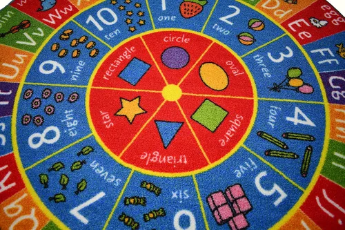 Vista 3 de KC Cubs Alfombra educativa antideslizante con alfabeto, números y formas de 3 x 3 pulgadas, para niños, guardería, aula, sala de juegos, guardería