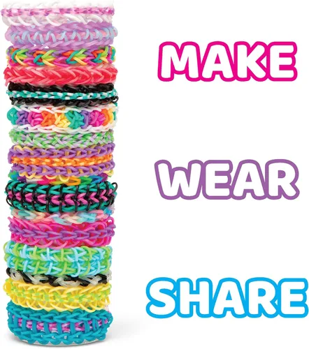 Vista 2 de Rainbow Loom - Juego combinado MEGA, cuenta con más de 7000 bandas de goma coloridas, 2 instrucciones de pulsera, estuche organizador, gran regalo