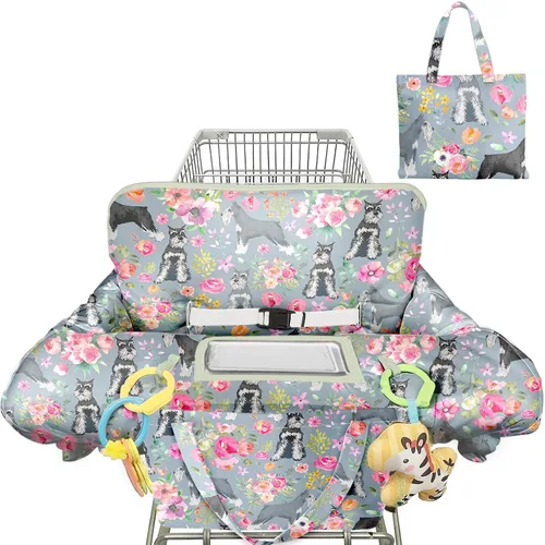 Vista 17 de Funda negra para carrito de compras para bebé, funda para silla alta 2 en 1, con arnés de seguridad, multifuncional, patrón de perro, fundas