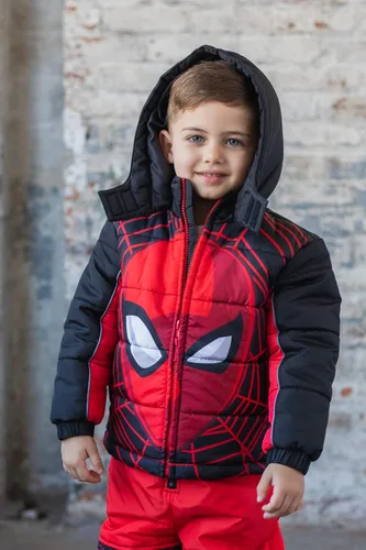 Vista 2 de Marvel Chaqueta acolchada con cremallera para cosplay, tallas de niño a niño grande (2T - 14-16)