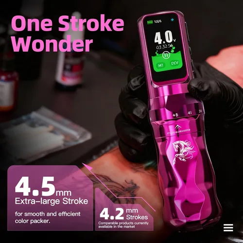 Vista 4 de Mast Tattoo Kit de pistola de tatuaje inalámbrica Fold Pro Rosa