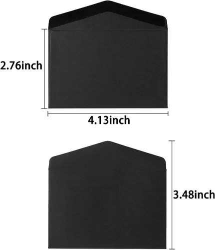 Vista 2 de Paquete de 120 mini sobres negros de papel kraft de 4.13 x 2.76 pulgadas para tarjetas de regalo Autoadhesivo, pequeños bolsillos, para tarjetas