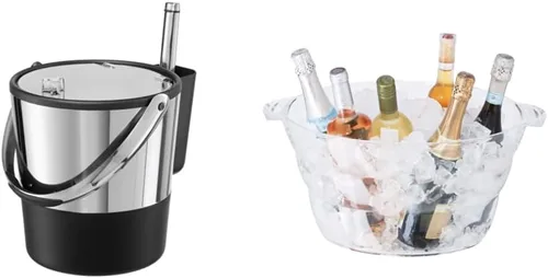 Vista 9 de Oggi Cubo de hielo aislado, 4 cuartos de galón/3.8 L, acero inoxidable, negro.