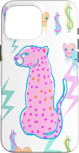 Vista 19 de iPhone 16 Preppy Art Cheetah, Pink Cheetah, Preppy Art Estética Funda