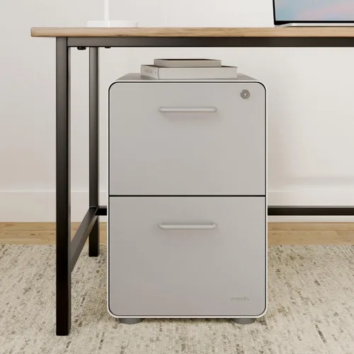 Vista 2 de Poppin Stow gabinete para archivos con 2 cajones, Gris