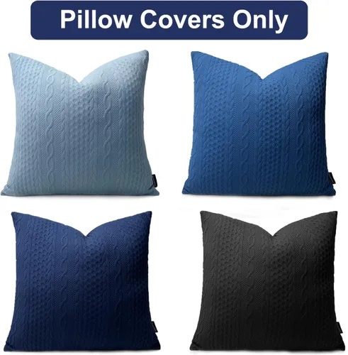 Vista 8 de Booque Valley Paquete de 4 fundas de almohada azules de 18 x 18 pulgadas, fundas de almohada decorativas de verano para sofá, estilo campestre