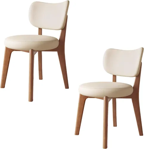 Vista 43 de Juego de sillas de comedor de madera de 1/2/4, sillas de cocina con respaldo curvo, silla de vestíbulo, silla de comedor tapizada, silla de comedor