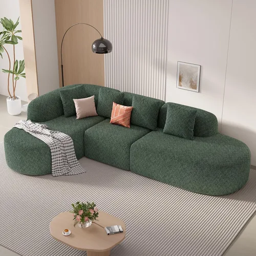 Vista 10 de Sofá modular modular de 114 pulgadas para sala de estar, moderno sofá modular con diván, sofá seccional en forma de L, no requiere montaje, beige