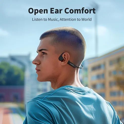 Vista 4 de PSIER Auriculares de conducción ósea, auriculares Bluetooth 5.4 de oreja abierta, auriculares de conducción ósea de 10 horas con micrófono, IPX6