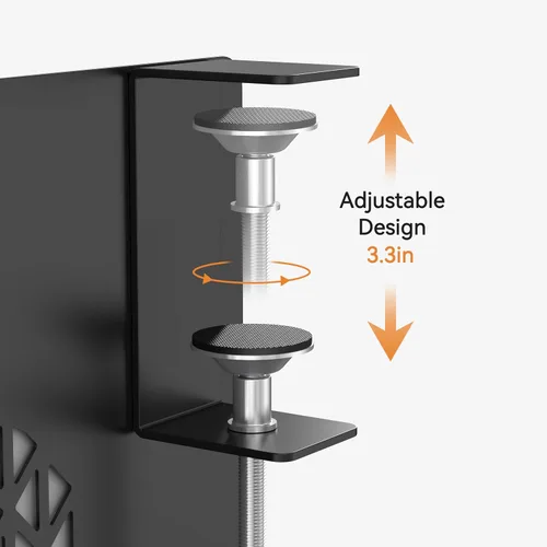 Vista 6 de Almacenamiento lateral de escritorio, soporte de metal para portátil con caja magnética para bolígrafos, organizador con abrazadera debajo