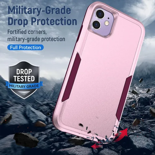 Vista 2 de Yiakeng Funda para iPhone 11, iPhone 11 con protector de pantalla HD, PC híbrida + TPU a prueba de golpes Defender Pioneer Anti-Shock Phone Case