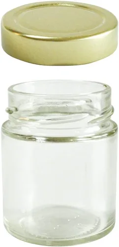 Vista 4 de Tarro de vidrio de 5oz con tapas de metal, paquete de 12, hierbas, especias, dulces, frijoles (dorado)